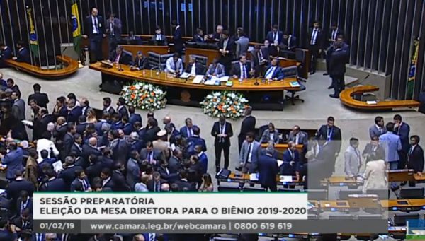 Câmara dos Deputados no início da Legislatura de 2019. Foto: Reprodução/YouTube